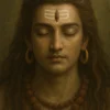 Lord Shiva meditating with crescent moon on head and Trinetra, symbolizing truth and awakening