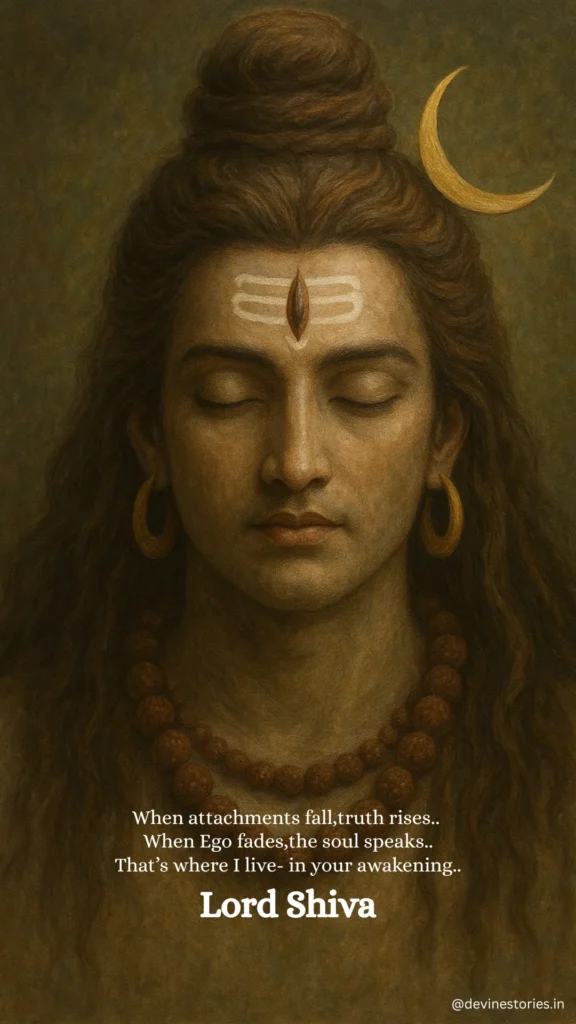Lord Shiva meditating with crescent moon on head and Trinetra, symbolizing truth and awakening