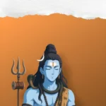 Anime Lord Shiva meditating wallpaper with orange and white background – peaceful Mahadev art for mobile..