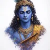 Lord Krishna Blue Divine Portrait 4K HD Wallpaper