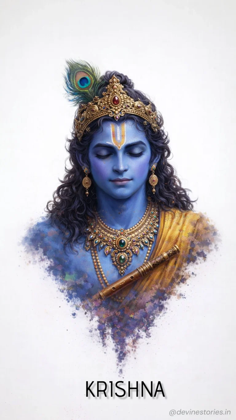 Lord Krishna Blue Divine Portrait 4K HD Wallpaper