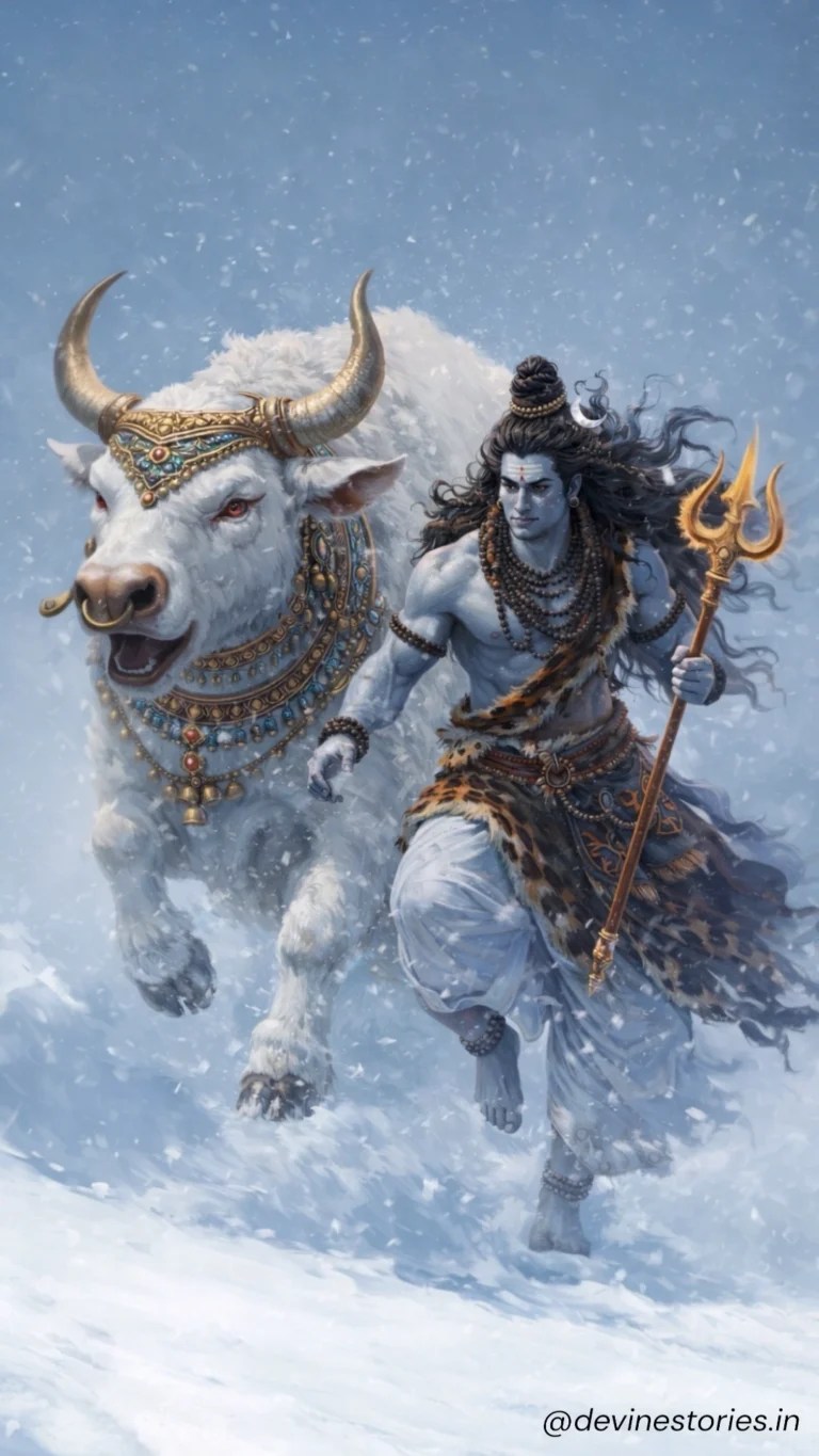 Download Lord Shiva with Nandi in Snow Wallpaper 4K
