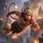 Flying Lord Hanuman with Mace – Powerful Devotional 4K Artwork