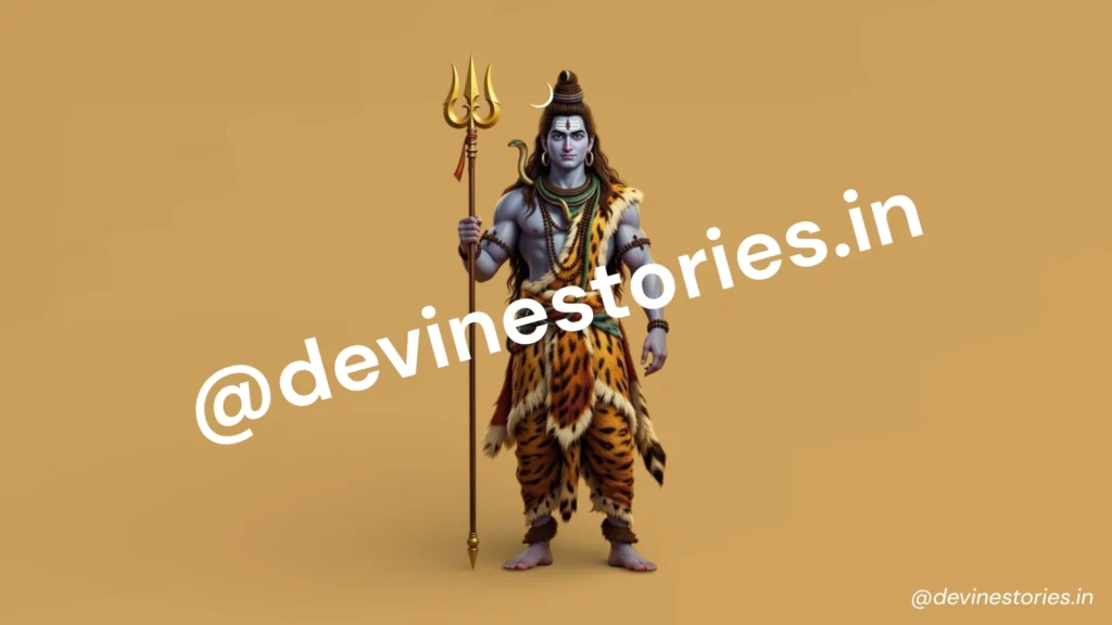 Ultra-realistic 3D image of Lord Shiva holding trishul and wearing tiger skin