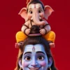 Download Cute Lord Ganesha Sitting on Lord Shiva Head 4k Wallpaper