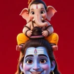 Download Cute Lord Ganesha Sitting on Lord Shiva Head 4k Wallpaper