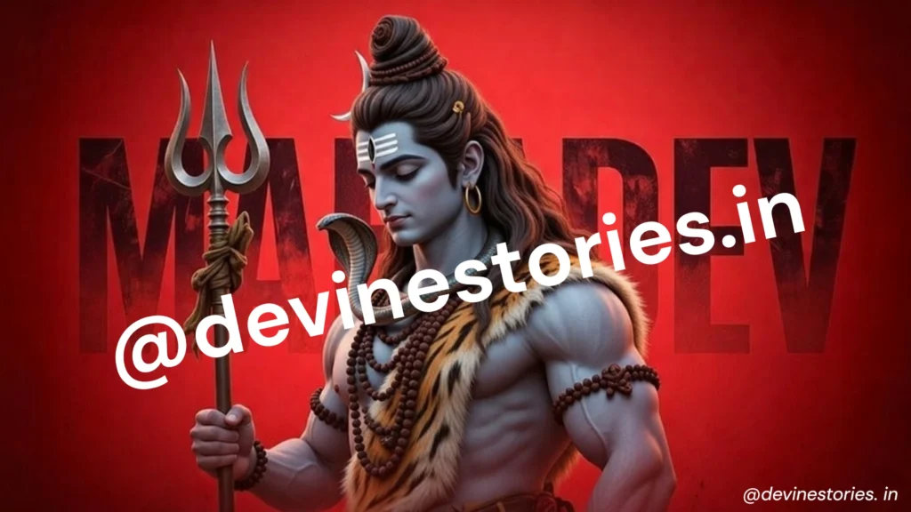 Powerful Lord Shiva Mahadev 4K wallpaper with trishul, snake around neck and red background HD image