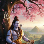 Download Lord Shiva Meditating Under Cherry Blossom Tree – Peaceful 4K Wallpaper