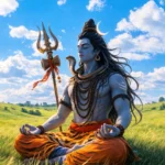 Lord Shiva meditating in nature with trishul and rudraksha mala 4k HD wallpaper