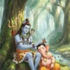 Download Lord Shiva Blessing Baby Ganesha in Forest | Divine Love Wallpaper HD