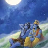 Download Lord Shiva and Vishnu Under Full Moon Night Sky HD Wallpaper
