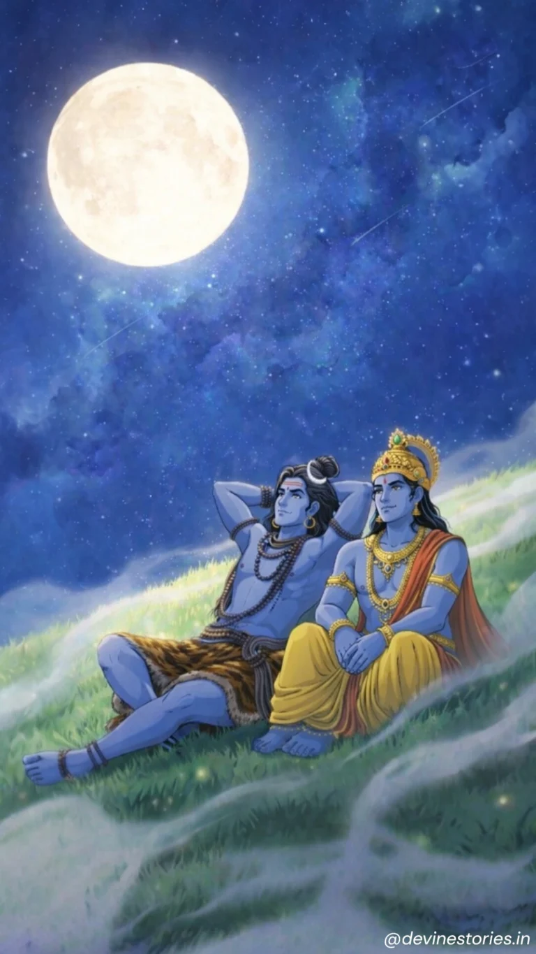 Download Lord Shiva and Vishnu Under Full Moon Night Sky HD Wallpaper