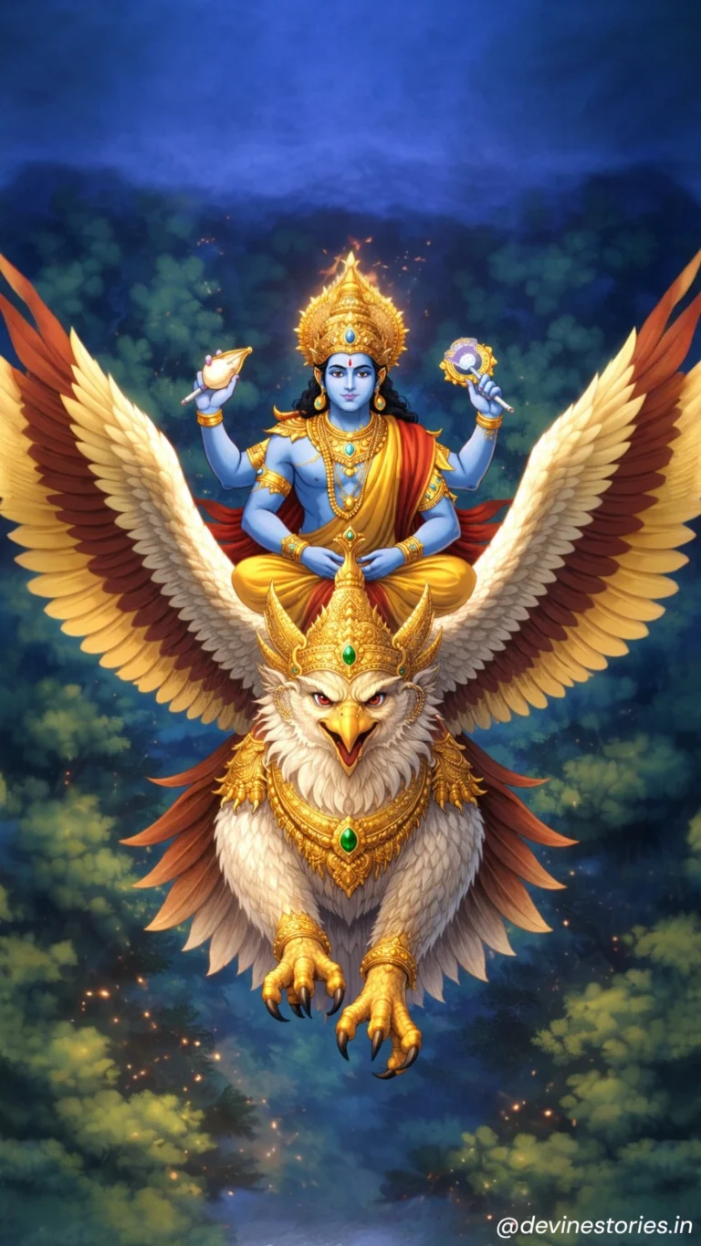 Download Lord Vishnu Riding Garuda Divine HD Wallpaper