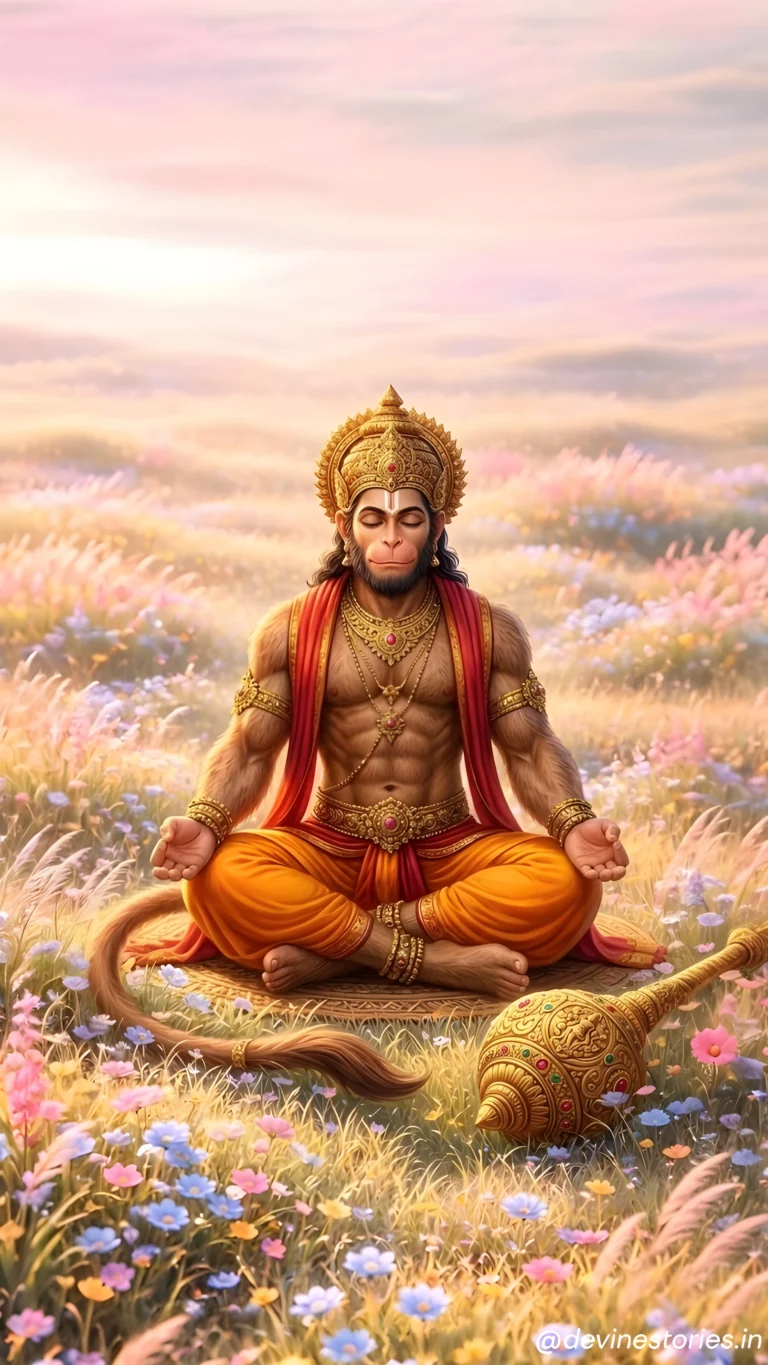 Download Meditating Lord Hanuman 4K Wallpaper – Divine Hanuman Meditation HD Background