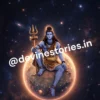 Lord Shiva sitting on glowing moon in cosmic universe holding trishul divine Mahadev HD wallpaper
