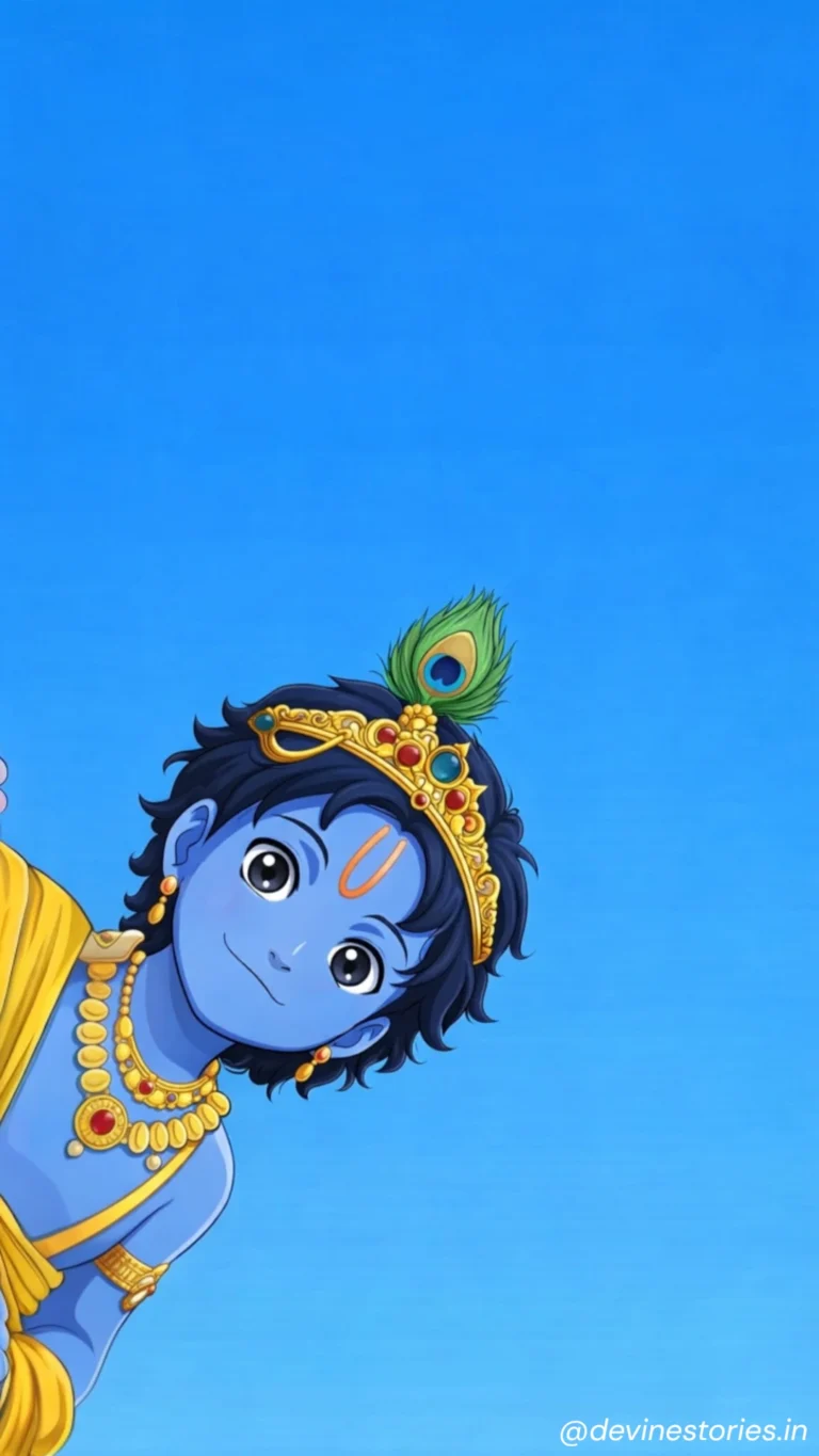 Download Cute Bal Krishna HD 4k Wallpaper | Baby Krishna Cartoon Background