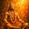 Download Meditating Lord Hanuman in Golden Aura – Low Poly Divine Art 4K Wallpaper