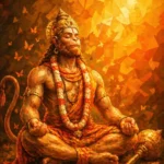 Download Meditating Lord Hanuman in Golden Aura – Low Poly Divine Art 4K Wallpaper