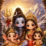 Download Cute Shiv Parivar in Himalayas 4K HD Wallpaper