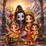 Download Cute Shiv Parivar Wallpaper in Kedarnath Himalayas – Divine Shiva Family 4K HD