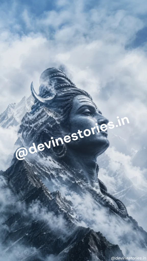 Mystical Lord Shiva merged with Himalayan mountains in clouds, divine Mahadev 4K HD mobile wallpaper