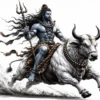 Download Powerful Lord Shiva Riding Nandi HD 4K Wallpaper