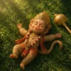 Download  Baby Hanuman Sleeping on Grass HD Wallpaper | Cute Bal Hanuman 4K Wallpaper