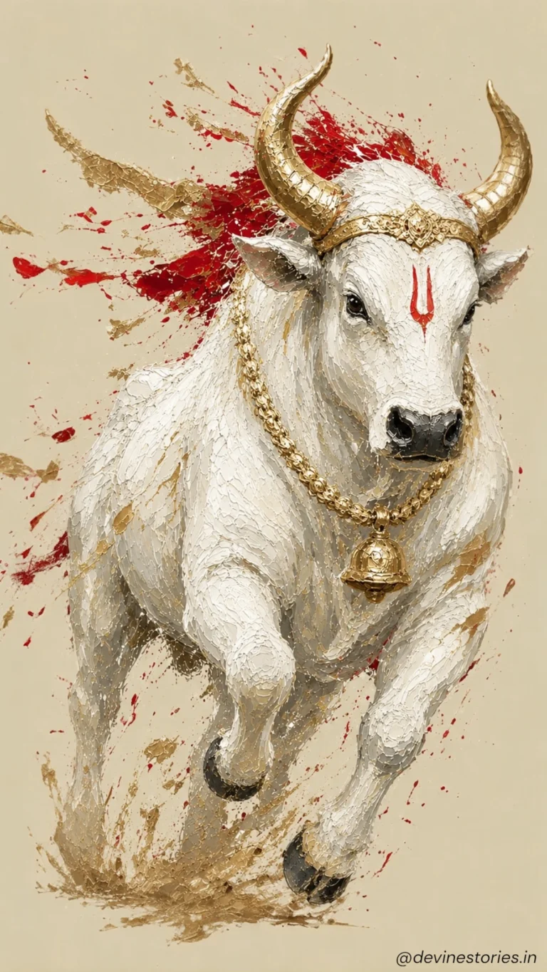 Download White Nandi Bull HD Wallpaper – Divine Sacred Bull Art 4K Mobile Background