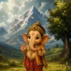Download Cute Baby Lord Ganesha HD 4k Wallpaper in Himalayan Nature