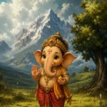 Download Cute Baby Lord Ganesha HD 4k Wallpaper in Himalayan Nature