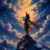 Download Lord Krishna Playing Flute Under Full Moon HD Wallpaper | Divine Night Sky Art