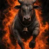 Download Nandi Maharaj in Divine Fire – Powerful Lord Shiva Vehicle HD Wallpaper