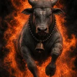 Download Nandi Maharaj in Divine Fire – Powerful Lord Shiva Vehicle HD Wallpaper