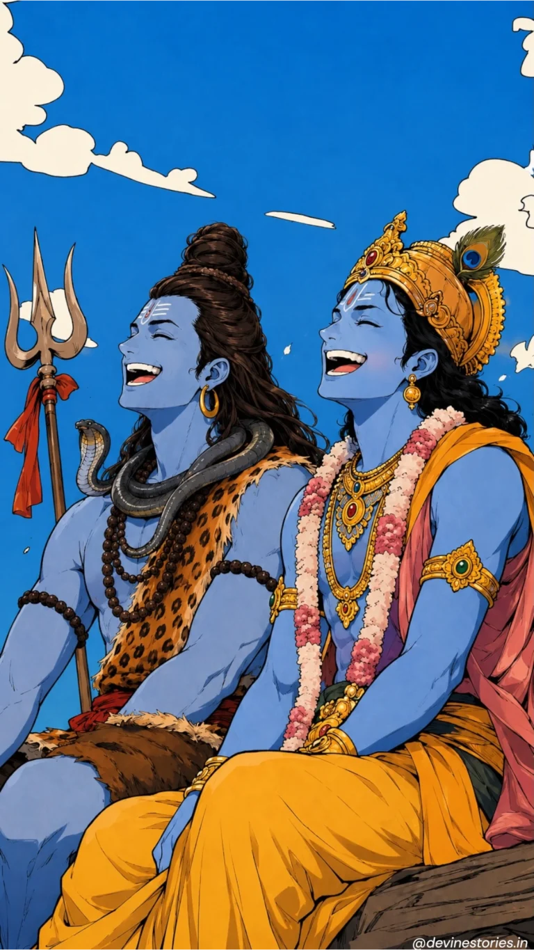 Download Lord Shiva and Lord Vishnu Smiling Together HD Wallpaper