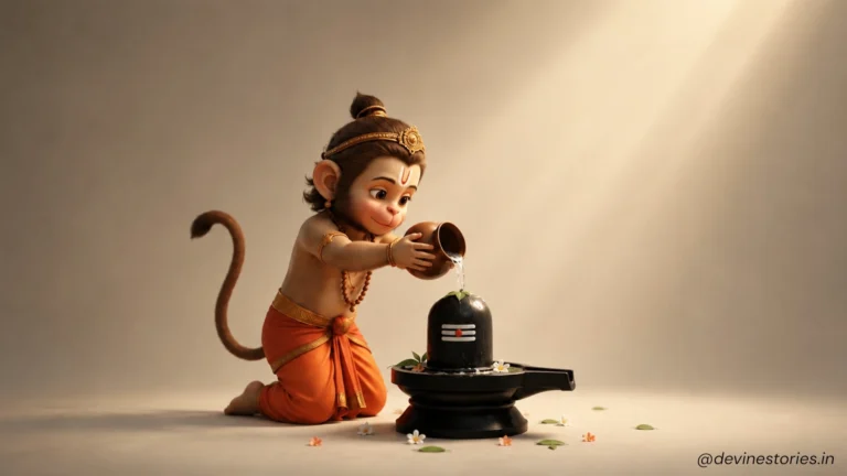Download Baby Hanuman Worshipping Lord Shiva – Devotional 4K Wallpaper