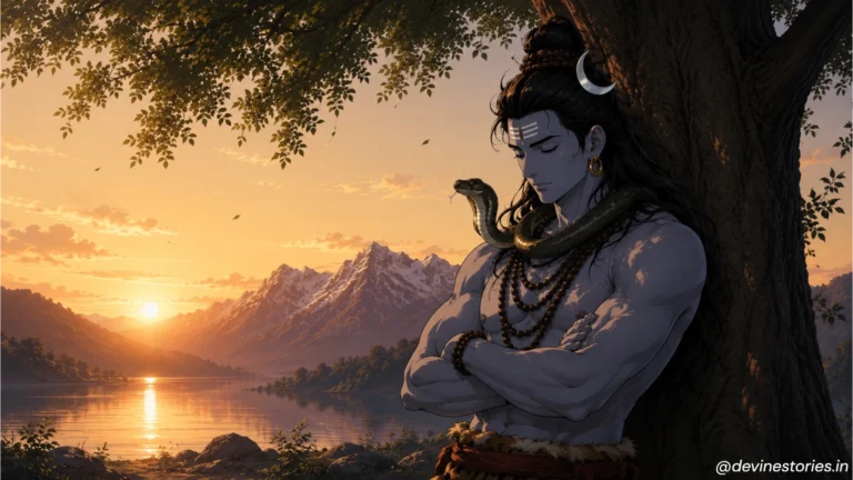 Download Lord Shiva Meditating at Sunset Wallpaper – Mystic Mountain & Lake HD 4K