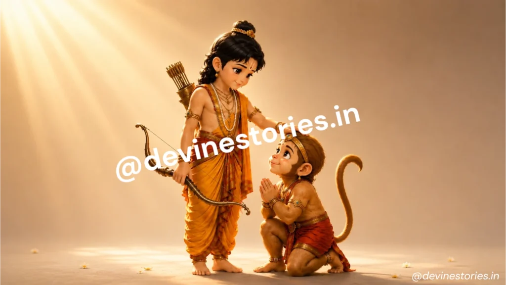 Lord Ram blessing Bal Hanuman divine Hindu wallpaper